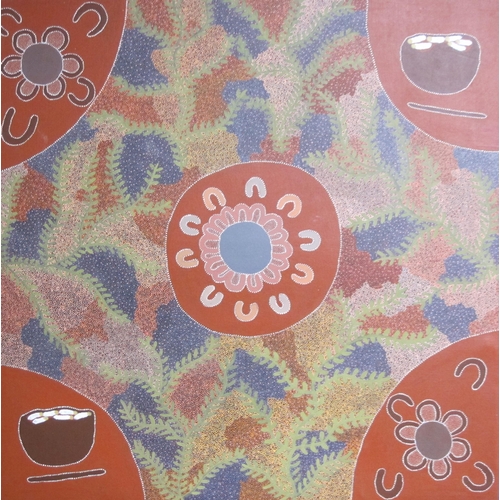 312 - HAZEL MORTON NGWARAI  (Australian)  Theme with 'U' motifs depicting  Ilyarn and Ntange, acrylic on c... 