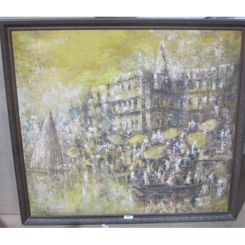 351 - SHESHGIRI UPENDRA NAYAK. Benares, signed, oil on canvas, 36 x 42 in