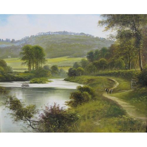 358 - GEORGE WILLIS PRYCE. On the River Severn near Bewdley, signed, oil on board, 12 x 16 in; and two oth... 