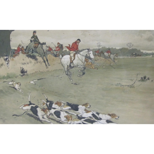 362 - CECIL ALDIN. 'Fallowfield Hunt- Full Cry', chromolithograph, signed in pencil, publ.1899, by Jellico... 