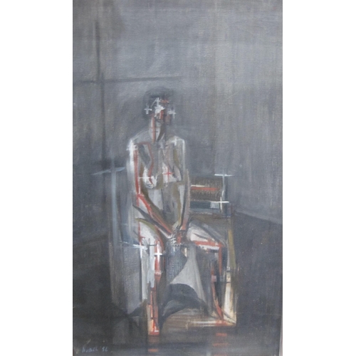 373 - BASIL NUBEL. A seated Figure, signed, and  inscribed on the reverse, oil on canvas, 28 x 20 in (R7)