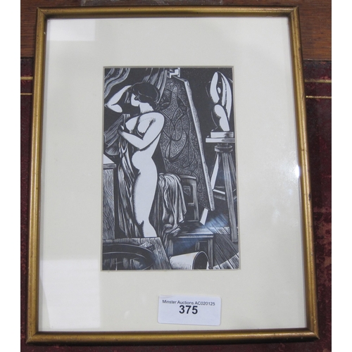 375 - AFTER JOHN BUCKLAND WRIGHT. 'The Model', engraving, 5 x 3 1/2 in; together with five other prints de... 