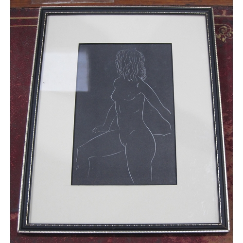 375 - AFTER JOHN BUCKLAND WRIGHT. 'The Model', engraving, 5 x 3 1/2 in; together with five other prints de... 