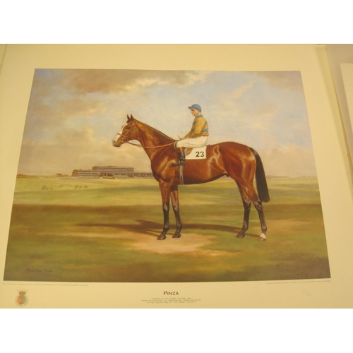 387 - A set of six colour lithographs from  'The Derby Portfolio' depicting the racehorses Mill Reef, Barh... 