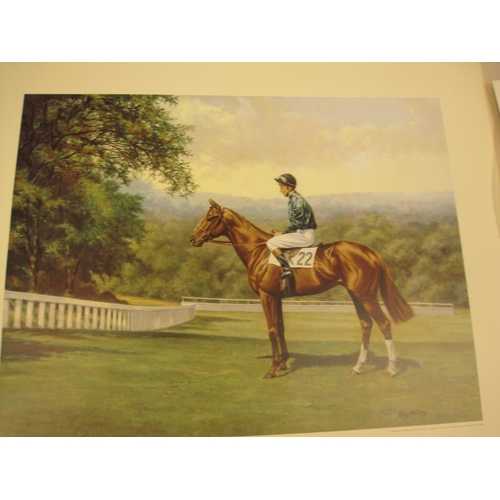 387 - A set of six colour lithographs from  'The Derby Portfolio' depicting the racehorses Mill Reef, Barh... 