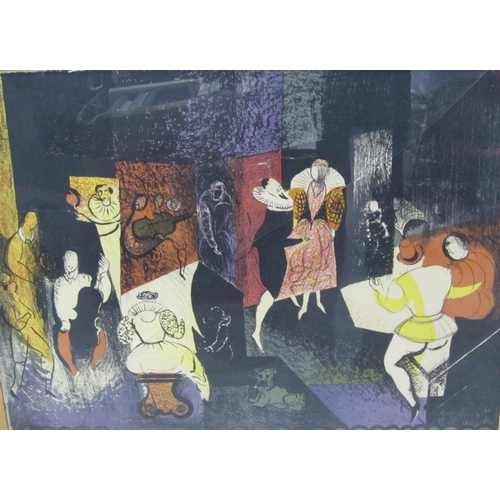 392 - A framed colour auto-lithograph print by John Piper, titled 'Elizabethan Dance' 29 x 39 in (glazing ... 