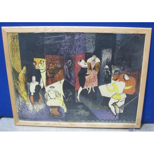 392 - A framed colour auto-lithograph print by John Piper, titled 'Elizabethan Dance' 29 x 39 in (glazing ... 