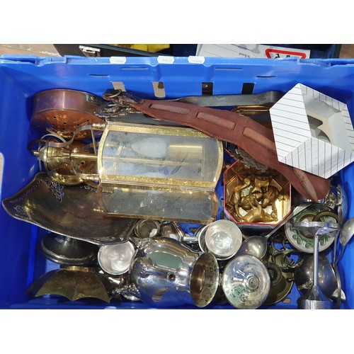 716 - A cased Lafleur Special French Horn, A/F, mixed Plated Ware, Fire Irons, Umbrella Stand, a quantity ... 