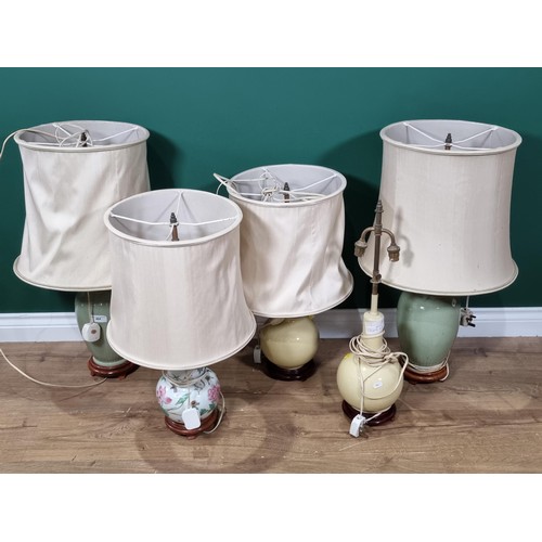 464 - Five Chinese Table Lamps with shades, failed PAT, (R5)