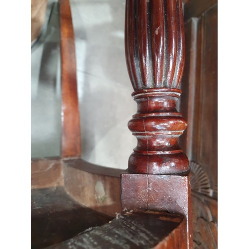 546 - A pair of Victorian mahogany Hall Chairs with carved backs and an Edwardian Elbow Chair with satinwo... 