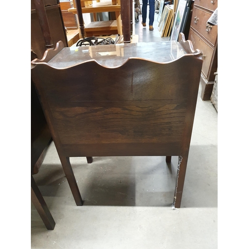 226 - A pair of mahogany tray top Bedside Chests fitted three drawers raised on square cut supports 2ft 4i... 