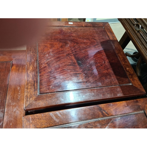 244 - A pair of Chinese hardwood Cabinets with tambour fronts enclosing drawers, 1ft 8in W x 1ft 10in H, (... 