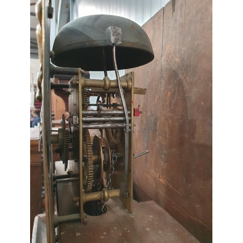 679 - An oak cased Long case Clock, with square brass Dial, silvered chapter ring, bearing makers name 