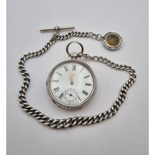 151 - An open faced silver cased Waltham Pocket Watch the white enamel dial with roman numerals and subsid... 