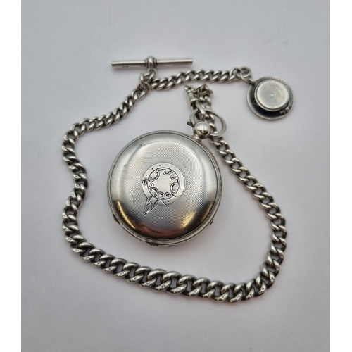 151 - An open faced silver cased Waltham Pocket Watch the white enamel dial with roman numerals and subsid... 