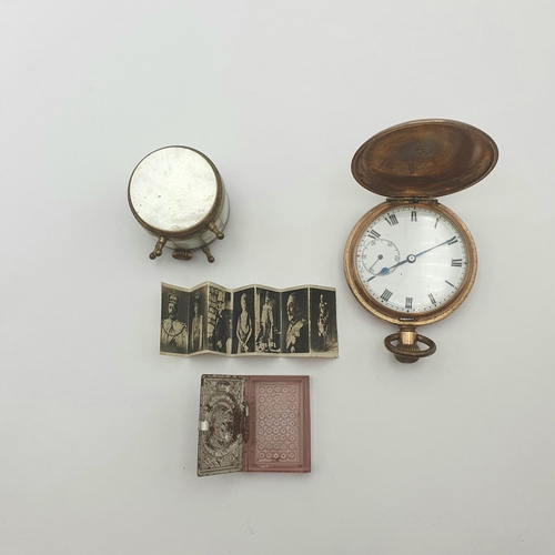 258 - An early 20th century Pocket Watch in gold-plated case, the white enamelled dial having Roman numera... 