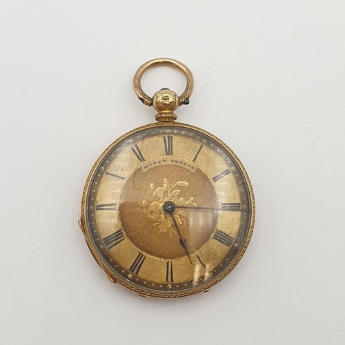 259 - A Continental antique Pocket Watch by Muret, Geneve in 18ct gold engraved case having gold engraved ... 