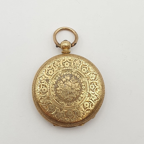 259 - A Continental antique Pocket Watch by Muret, Geneve in 18ct gold engraved case having gold engraved ... 