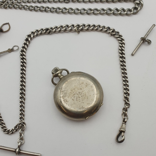 260 - An early 20th century silver 'Hebdomas' 8 day Pocket Watch, having a cut-away white enamel dial over... 