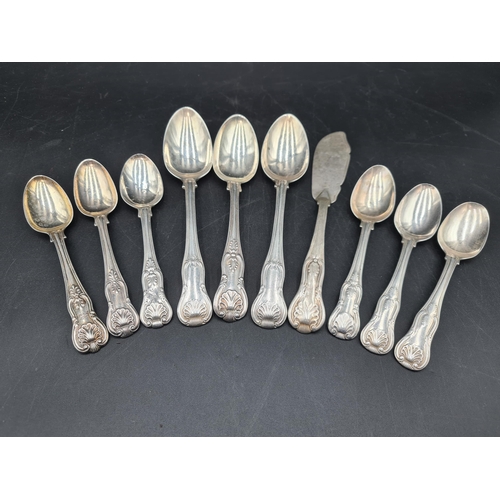 122 - Six 19th Century silver Teaspoons, three Dessert Spoons and a Butter Knife, various patterns and dat... 