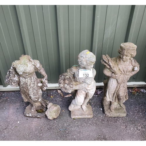 132 - Three Garden Figures, A/F