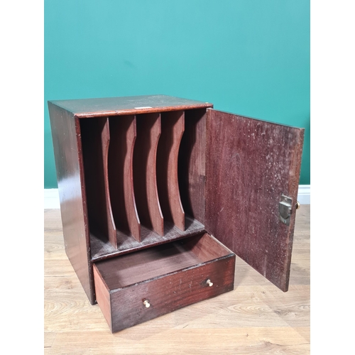 14 - A mahogany Record Cabinet fitted single door above drawer, (R3)