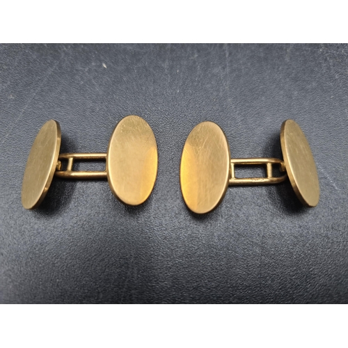 146 - A pair of Victorian 18ct gold plain oval Cuff Links, London 1891, 15gms