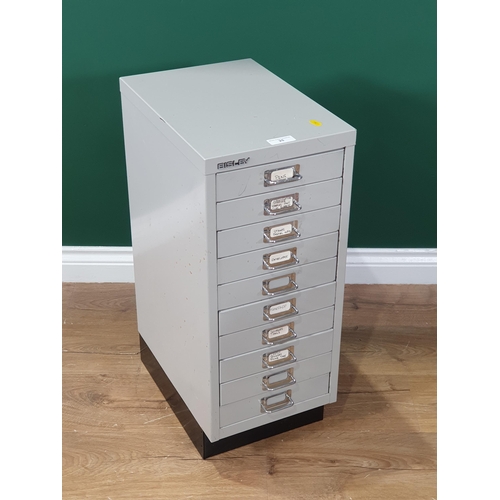 25 - A small metal Filing Cabinet fitted ten drawers (R3)