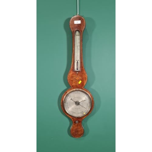 31 - A 19th century Barometer and Thermometer with large circular silvered dial inscribed Lionel & Somalv... 