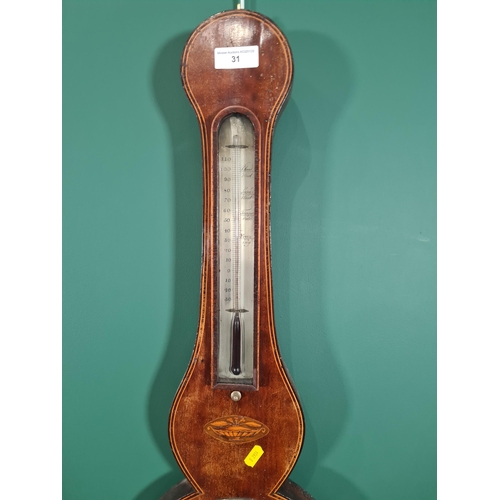 31 - A 19th century Barometer and Thermometer with large circular silvered dial inscribed Lionel & Somalv... 