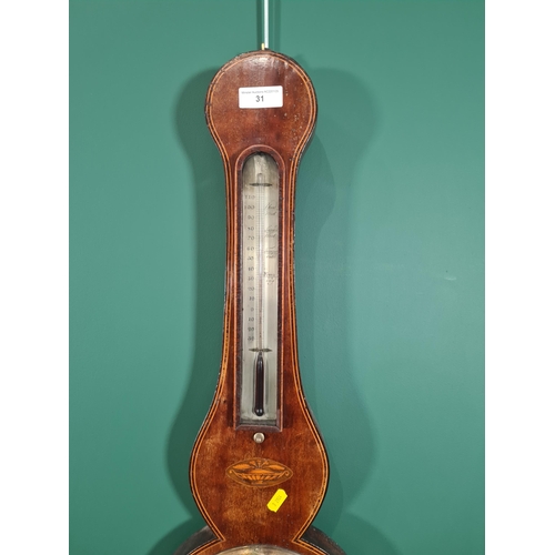 31 - A 19th century Barometer and Thermometer with large circular silvered dial inscribed Lionel & Somalv... 