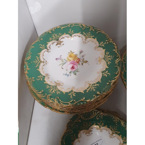 322 - A Wedgwood part Dessert Service to include two Comports, Side Plates, with floral and gilt designs, ... 