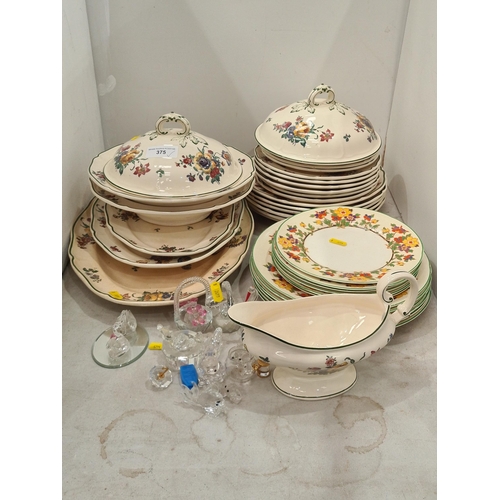 375 - A V.B.M. 'Old Abbey Sprays' part Dinner Service, a small quantity of Grindley 'Ivory' patterned Plat... 