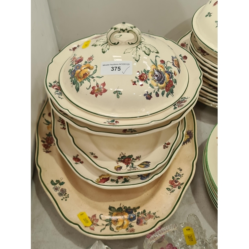 375 - A V.B.M. 'Old Abbey Sprays' part Dinner Service, a small quantity of Grindley 'Ivory' patterned Plat... 