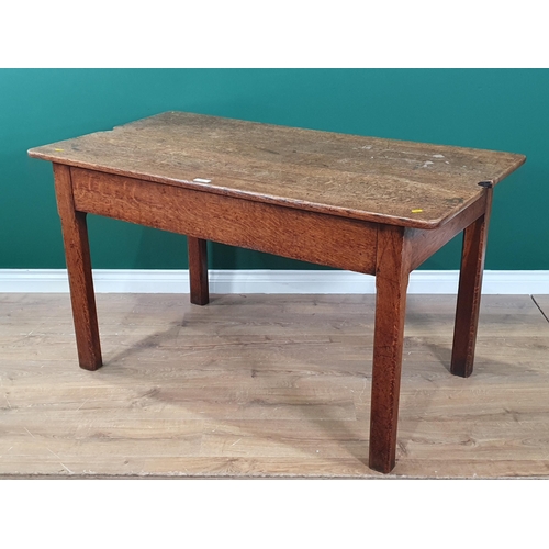 43 - An old oak Table on four chamfered square legs, 4ft 4in x 2ft 5in (R3)