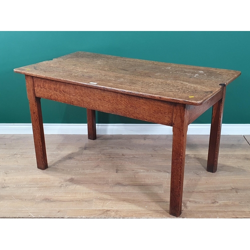 43 - An old oak Table on four chamfered square legs, 4ft 4in x 2ft 5in (R3)