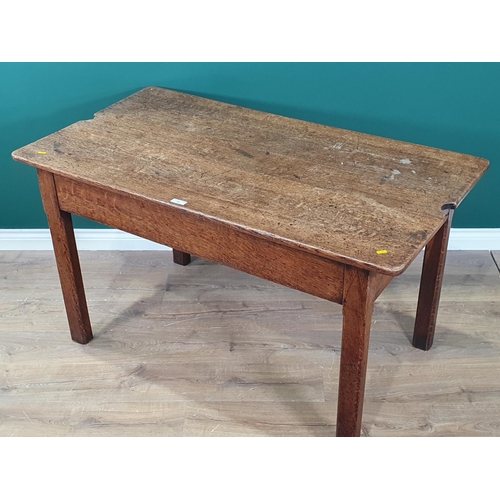 43 - An old oak Table on four chamfered square legs, 4ft 4in x 2ft 5in (R3)