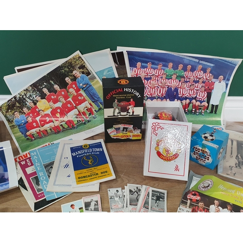 46 - A box containing Football related Ephemera, double video set, History of Manchester United, a colour... 