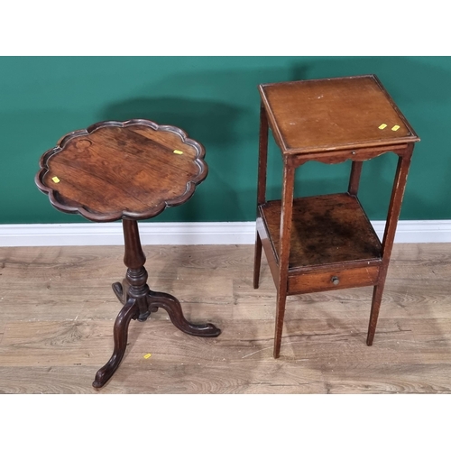 487 - A 19th Century rosewood Tripod Table with petal shaped top and a mahogany two tier Stand (R6)