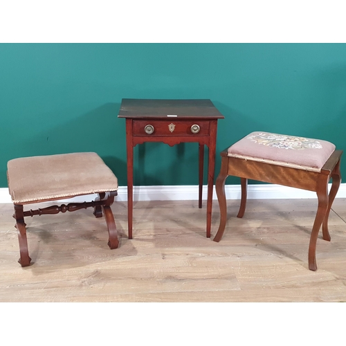 493 - An antique elm Side Table with single fitted drawer above shaped frieze and raised on square tapered... 