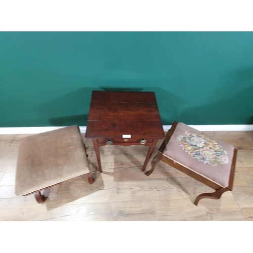 493 - An antique elm Side Table with single fitted drawer above shaped frieze and raised on square tapered... 