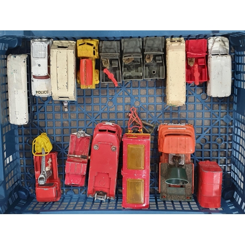 5 - A box and a Tray of die cast models of cars, Buses, Fire Engine, 