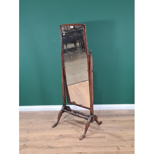 513 - A mahogany framed Robing Mirror with shaped supports, 5ft 1in H (R5)