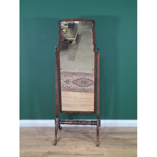 513 - A mahogany framed Robing Mirror with shaped supports, 5ft 1in H (R5)