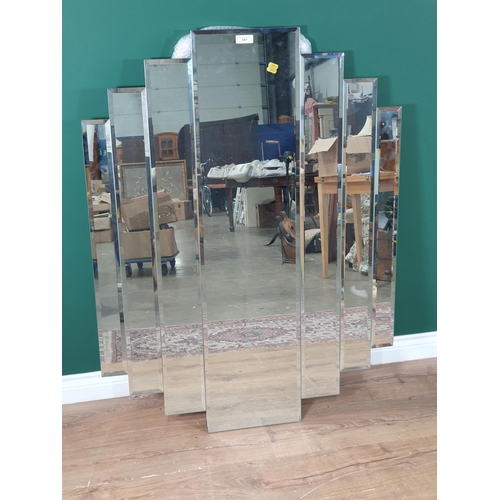 561 - A Deco style sectional bevelled Wall Mirror, A/F, 4ft H x 3ft W, (R7)