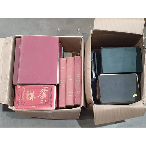 562 - Three boxes of Books to include 'Sport and Country' volumes, 'Fanfare for a Witch', 'Our Common Seab... 