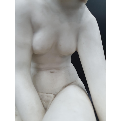 59 - A 19th century parian Figure of Goddess Latona resting on a turtle on oval base, 14 1/2in