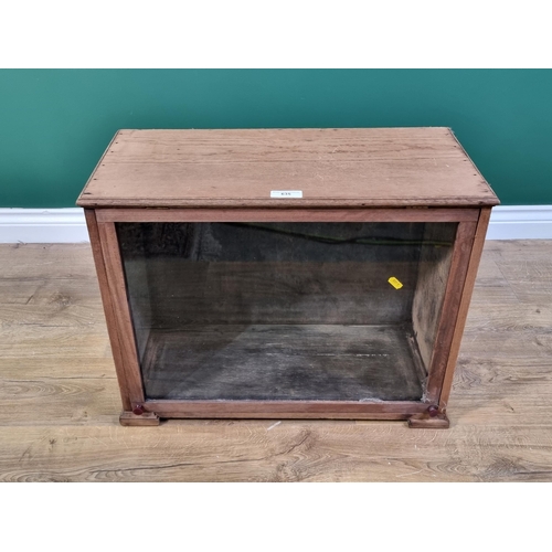 635 - A pine Table Cabinet with hinged glazed door, 2ft W x 19in H (R2)