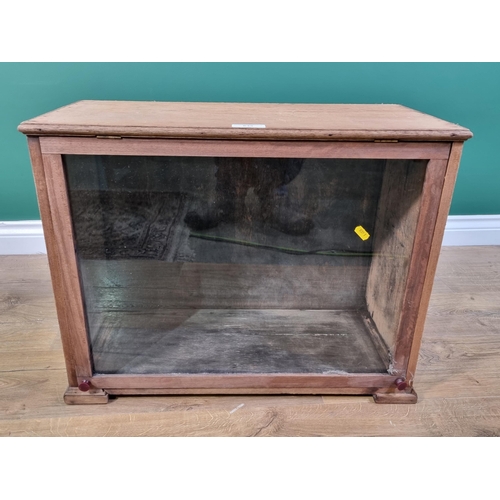 635 - A pine Table Cabinet with hinged glazed door, 2ft W x 19in H (R2)