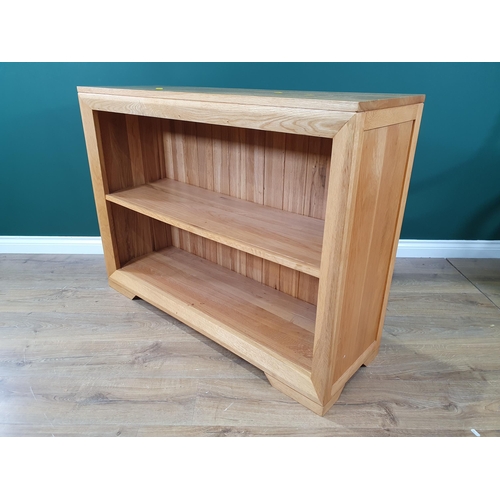 646 - A modern oak open Bookcase on bracket style supports, 3ft 10in W x 2ft 10in H x 15in Deep, (R6)